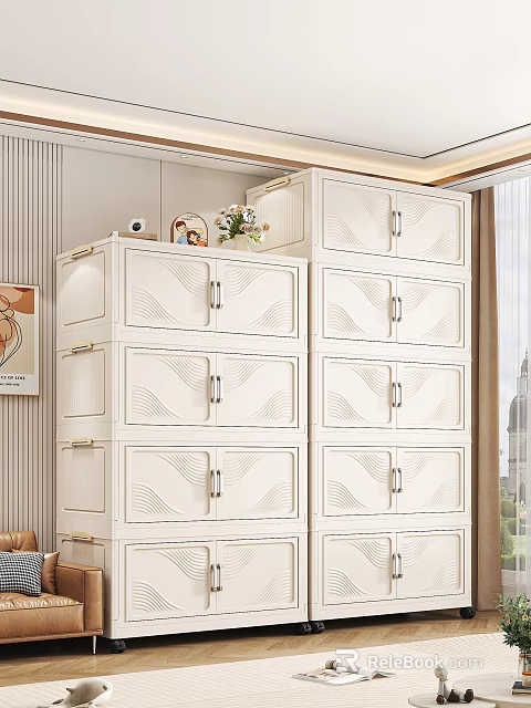 Modern White Storage Cabinet With Multiple Drawers And Decorative Design 3d model 