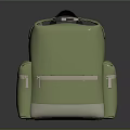 Contemporary Green Backpack With Leather Finish Side Zipper Pockets And Adjustable Straps