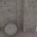 Concrete Sphere Decorative Component In Interior With Textured Light Wall 3d model