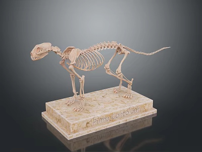 Squirrel Skeleton Specimen Anatomical Model on Display Stand with Detailed Bone Structure 3d model