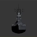 Detailed 3D Warship Model With Gray Hull Brown Deck And Antennas