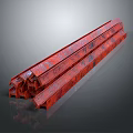 Red Patterned Long Decorative Strips Stacked Together With Intricate Surface Design 3d model