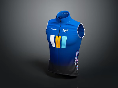 Blue Sleeveless Vest With Sporty Logo And Colorful Stripes Design For Outdoor Activities 3d model