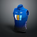 Blue Sleeveless Vest With Sporty Logo And Colorful Stripes Design For Outdoor Activities