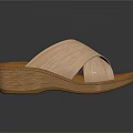 Light Brown Wooden Sole Wedge Sandals With Crisscross Straps For Casual Summer Wear
