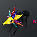 Black Dog With Colorful Paper Art Decorations And Vibrant Spiky Elements