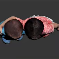 Two Kids Portrait Standing Together Wearing Blue Shirt Yellow Shorts Pink Top And White Shorts