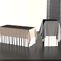 Two Tables With Brown And Gray Tablecloths In Room With Window And Plant