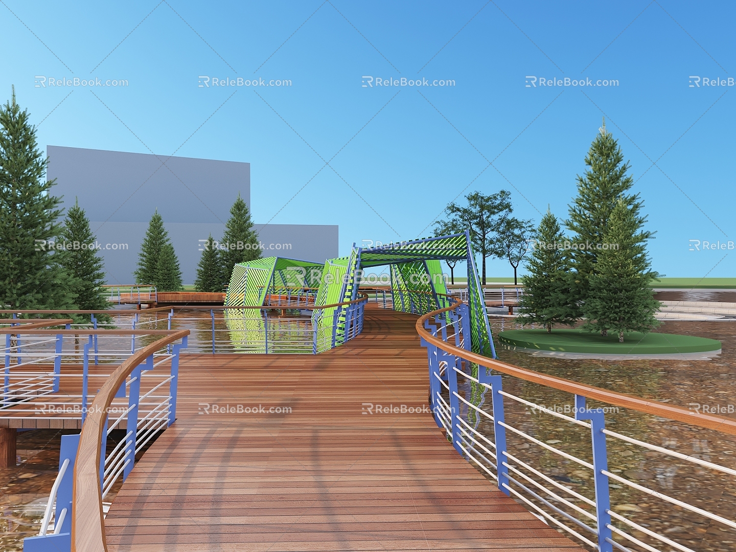 wetland trestle wetland trestle landscape wetland park 3d model