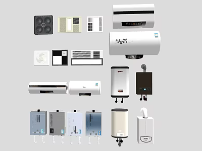 Essential Daily Electrical Appliances Featuring Water Heaters Air Conditioners Exhaust Fans And More 3d model