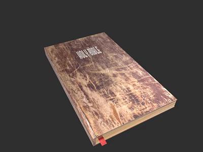 Vintage Holy Bible Book With Brown Textured Cover And Red Bookmark Ribbon 3d model