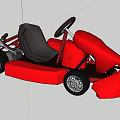Red Go Kart With Black Seat Metal Frame And Racing Wheels