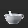 White Kitchenware Mortar And Pestle With Handle For Grinding Spices At Home