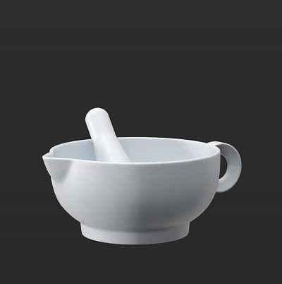 White Kitchenware Mortar And Pestle With Handle For Grinding Spices At Home 3d model