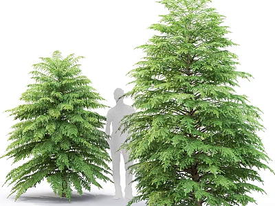 Decorative Ornament Set With Green Trees And Human Silhouette For Home Decoration 3d model