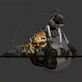 Various Colored Spiders With Mechanical Biological Features On Dark Base