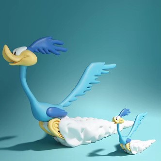Modern Cartoon Doll Hand Cheerful Bird 3d model