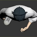 Game Movie Character In White Hoodie With Green Hair Black Pants And White Shoes Standing Pose