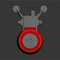 Engineer Character And Mechanical Creature With Red Top Black Metal Base Structure