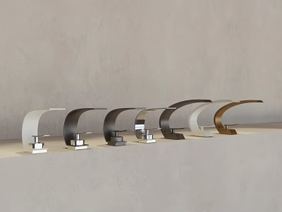 Variety Of Bathroom Faucets In Different Colors And Styles 3d model