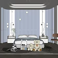 Kids Room Interior Design With Blue Walls Teddy Bears Soccer Ball And Decorative Rug