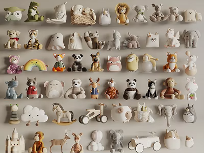 Cute Stuffed Animal Dolls Collection With Various Styles And Colorful Designs 3d model