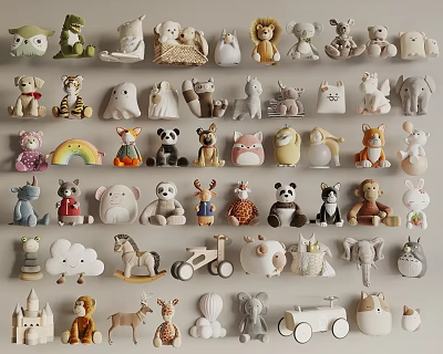 Cute Stuffed Animal Dolls Collection With Various Styles And Colorful Designs 3d model