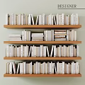 Modern Wooden Multi Tiered Bookshelf Interior Design With Neatly Arranged Books
