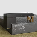 Modern Black and Gold Desk With X Shaped Legs And Three Drawers