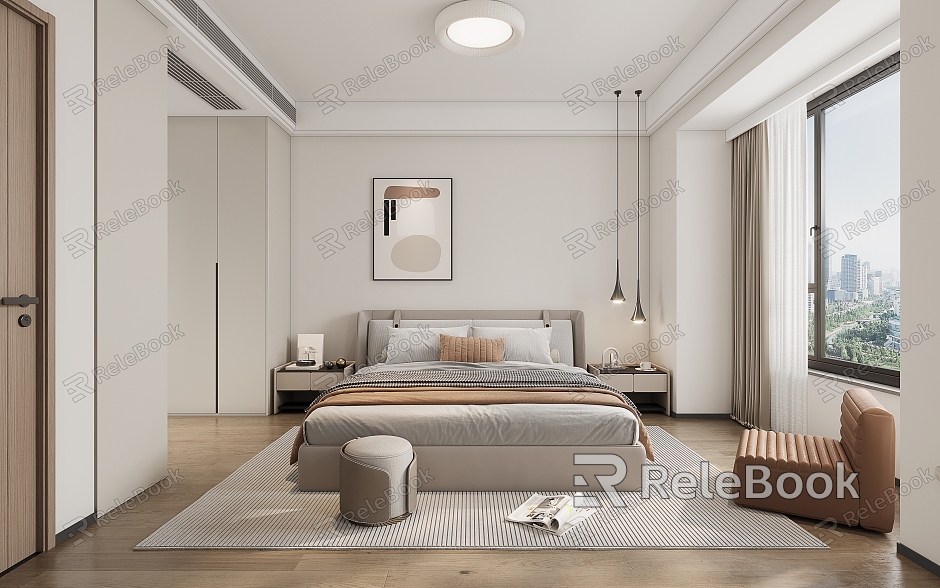 Minimalist bedroom leisure chair ceiling lamp model