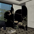 Middle Ancient Partition Entrance Partition Screen Casual Chair 3d model
