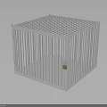 White Cubic Metal Cage Structure With Lock And Vertical Bars Design 3d model