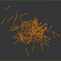 Bunch of Orange Pencils with Red Tips Scattered on Gray Background