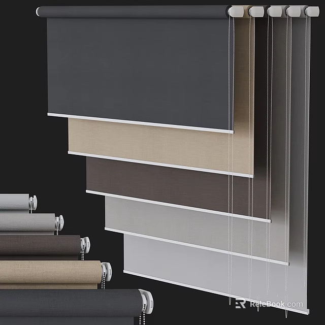 Modern Curtain Collection with Various Colors and Fabrics for Home Window Decor 3d model 