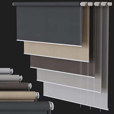Modern Curtain Collection with Various Colors and Fabrics for Home Window Decor 3d model
