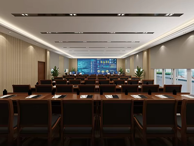 Professional Monitoring Room With Multiple Surveillance Screens And Control Workstations 3d model