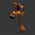 Anthropomorphic Creature Character In Yellow Black Sports Outfit With Skull Cup Long Limbs And Wristbands