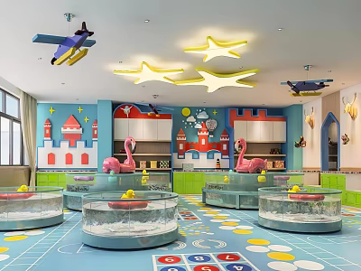 Modern Swimming Pool Children's Water Bath Classroom Early Education Classroom 3d model