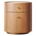 Wooden Nightstand With Two Drawers Natural Oak Wood Finish Minimalist Design Metal Knobs