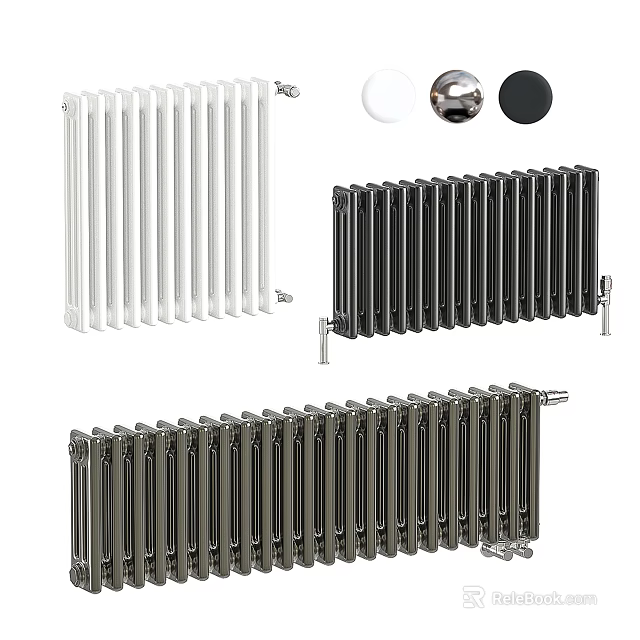 Stylish Modern Radiators In White Black And Gray Colors For Home Heating 3d model 