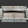 Elegant Multi Person Sofa With Floral Pattern Curved Arms And Fringed Skirt