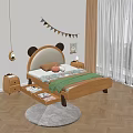 Wooden Kids Bed With Upholstered Cartoon Ear Headboard Storage Drawers And Cozy Decor