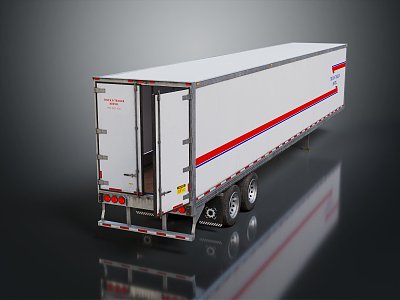 Modern truck dry van trailer LTL car science fiction truck future truck logistics car 3d model