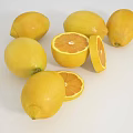 Fresh Lemons Whole And Sliced Bright Yellow With Juicy Flesh On White Background