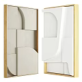 Geometric Abstract Wall Art With Wooden Frames And Decorative Spheres
