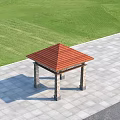 Red Roof Pergola With Stone Pillars And Lattice Top On Green Lawn