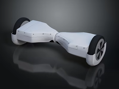 Sleek White Electric Hoverboard With Black Wheels Modern Design And Smooth Ride 3d model