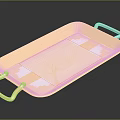 Stylish Decorative Tray with Pink Handles and Tree Geometric Patterns in Beige Blue Gray Tones