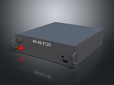 Gray Rectangular Industrial Device With Red Indicator Light Metal Casing And Interface Ports 3d model