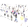 Group of People Standing And Interacting With Diverse Clothing Styles Against White Background